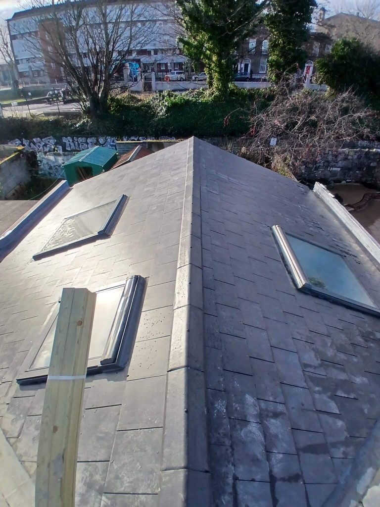new slate roof installation